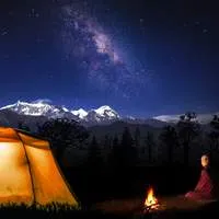Camping under stars